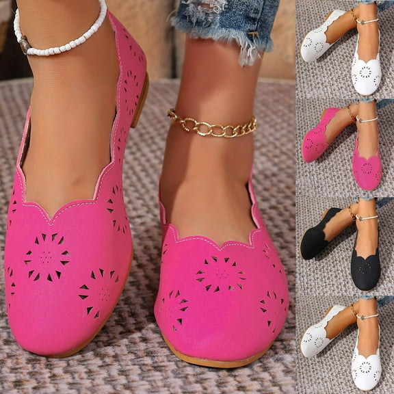 Sandals Women Chunky Heel Closed Toe Summer Daily Shoes Fashion Casual All-Match Solid Color Hollow Toe Fall Style Trend Comfortable Breathable Thick Heel Sandals