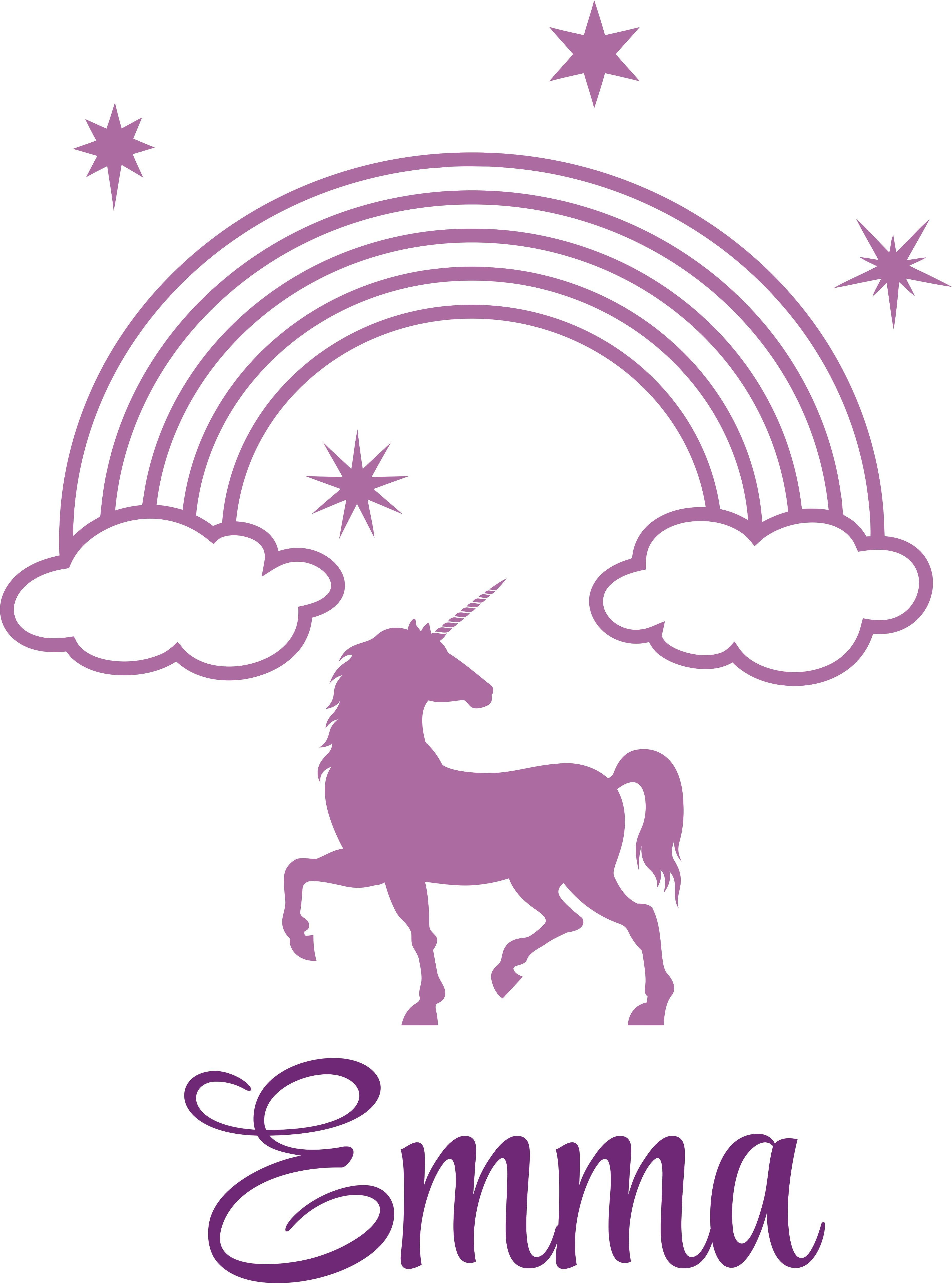 Unicorn Rainbow Stars Starry Sky Customized Wall Decal Custom Vinyl