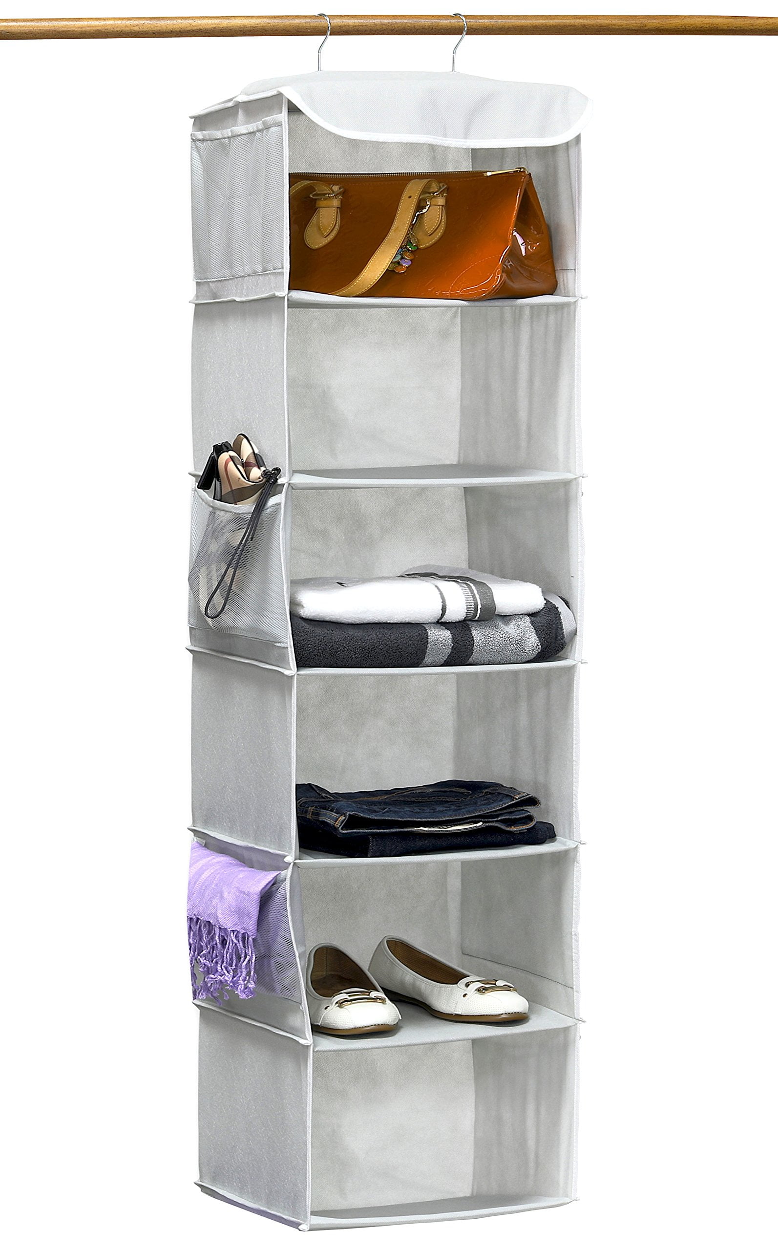 SimpleHouseware Hanging Closet Organizers Storage 6 Shelves Gray