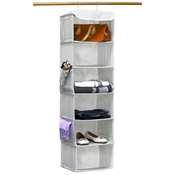 SimpleHouseware Hanging Closet Organizers Storage, 6 Shelves, Gray