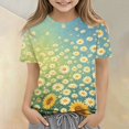thumbnail image 5 of Abcomgle Girls Tee Shirts 7-16 Summer Short Sleeve Tshirt Daisy Sunflower Print Tshirts Toddler Gradient Crewneck Cotton Toddler Tops Girls, 5 of 5
