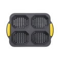 thumbnail image 2 of Hamburger Bun Pan,Non-Stick Food Grade Silicone Bread Loaf Pan,4 Cavity Perforated Hamburger Bun Mold Bread pans for Homemade Bread Buns, 2 of 6
