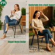 RTC Group Furniture Stackable Rattan Dining Chair, Set of 4 for Indoor/Outdoor Patio Restaurant, Porch, Backyard Beige