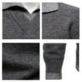 thumbnail image 6 of Men's Sweaters Autumn and Winter Men's Contrast Color Lapel Fake Two-Piece Sweater Simple Knitted Cardigan Dark Gray M, 6 of 6