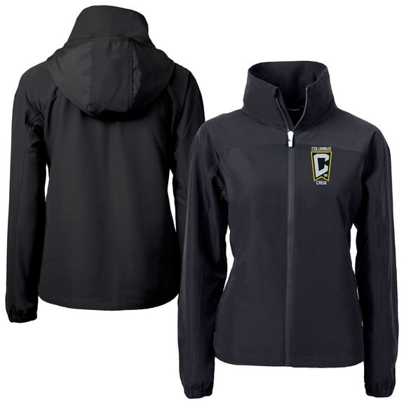 Women's-Cutter & Buck  Black Columbus Crew Charter Eco Recycled Full-Zip Jacket