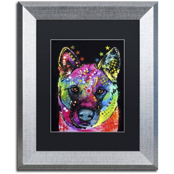 Trademark Fine Art "Akita II" Canvas Art by Dean Russo, Black Matte, Silver Frame