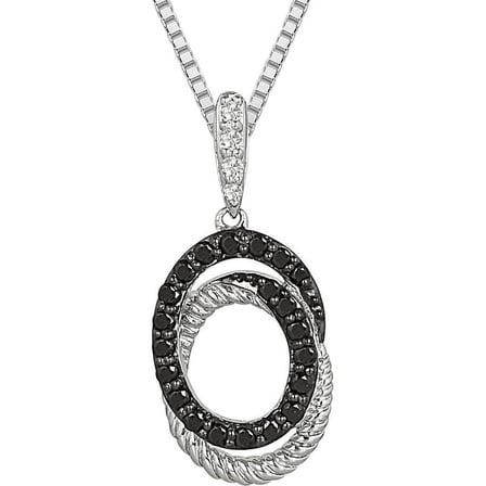1/3 Carat T.W. White and Black Diamond Sterling Silver Swirl Pendant