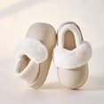 thumbnail image 2 of Xfvqtps New Women Fuzzy Slippers Fluffy Furry Fleece Lining Cover Heel Solid Color Thick Sole Waterproof Non-Slip Comfortable Cozy Indoor and Outdoor Warm Winter PVC Casual Shoes, 2 of 8
