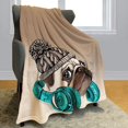 thumbnail image 1 of Cute Cartoon Puppy Pug Digital Print Blanket Thickened Flannel Nap Blanket, 1 of 1