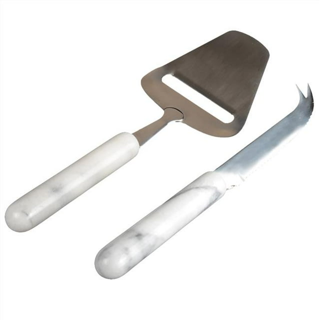 Ensemble de Service en Pierre Marbre Véritable 3 x 8.75 Po, Blanc - 2 Pcs