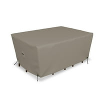 COVERS&ALL Outdoor Patio Rectangle Table & Chair Set Cover 12 Oz Waterproof - 100% Weather Resistant Dining Table Cover with Air Pockets & Drawstring for Snug Fit (108” L X 82” D X 23” H, Beige)