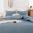 thumbnail image 4 of Dusty Blue Comforter Set Queen, 3pcs(1 Boho Blue Comforter & 2 Pillowcases) All Season Soft Bedding Lightweight Bedspread Blanket Quilt, 4 of 9