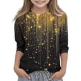 thumbnail image 2 of YUNAFFT Girls Christmas Print Casual 3/4 Sleeve Round-Neck Blouses & Shirts Cotton-Like Comfort Fit Elastic 4-14Y, 2 of 7