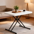 thumbnail image 3 of WASUHE 30" Small Folding Table, Height Adjustment Tv Tray Table, Practical Portable Tv Dinner Table for Eating, Sofa, Indoor/Outdoor, White, 3 of 13