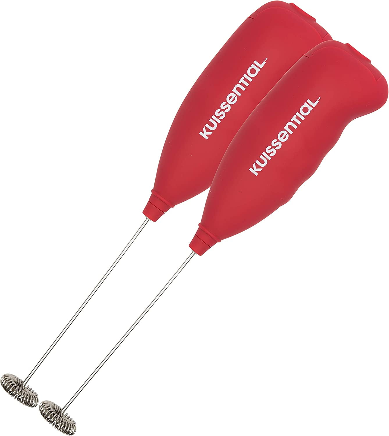 Kuissential Electric Stainless Steel Milk Frother 2pk-Slickfroth 2.0- Handheld Battery Operated Foam Maker for Cappuccino Latte Hot Chocolate Frappe Matcha and Coffee- Great for Coffee Lovers