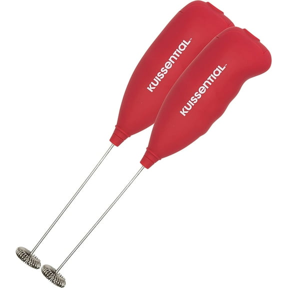 Kuissential Electric Stainless Steel Milk Frother 2pk-Slickfroth 2.0- Handheld Battery Operated Foam Maker for Cappuccino Latte Hot Chocolate Frappe Matcha and Coffee- Great for Coffee Lovers
