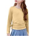 thumbnail image 5 of Annhoo Girls Long Sleeve T Shirts Cute Ruched Knot Side Tops Kids Spring Fashion Round Neck Blouses 3-13 Years, 5 of 7