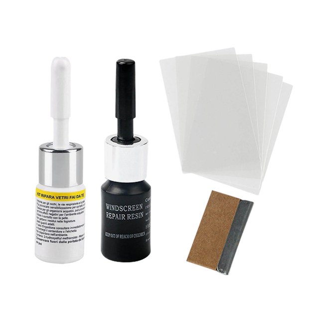 tredstone 2 Pcs Outil de Réparation de Pare-Brise en Résine pour Verre Automobile Outil de Réparation de Voiture Noir Blanc