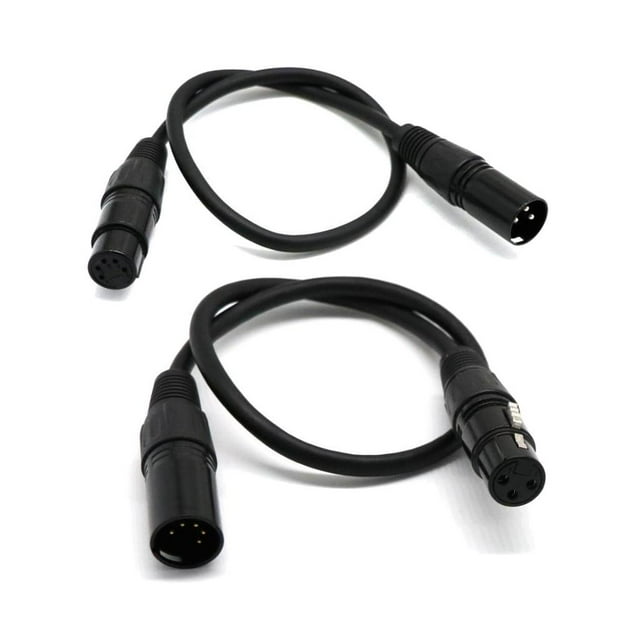 Cable DMX Yuyangstore 5Pin-F A 3Pin-M + 5Pin-M A 3Pin-F XLR Turnaround