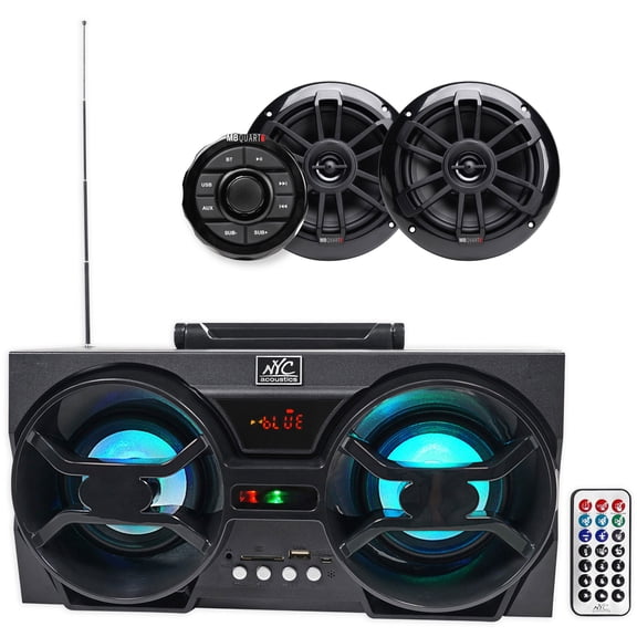 MB QUART GMR1.5S2B Marine Bluetooth Receiver 2 Black 6.5" Speakers Party Speaker