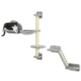 thumbnail image 1 of PawHut 3PCs Cat Shelves with Hammock, Scratching Posts, Jump Platforms, 1 of 10