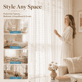 thumbnail image 6 of Lapalife Boho White Sheer Curtains Rod Pocket Pompom Sheer Window Drapes for Bedroom Living Room Wedding Party Backdrop, 52"x 63", 1 Panel, 6 of 9
