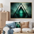thumbnail image 2 of Designart "Echoes of Pyramid Green Abstract Harmony I" Extra Large Abstract Framed Wall Art - Modern Green Abstract Geometric Bedroom Framed Canvas Wall Art, 2 of 7