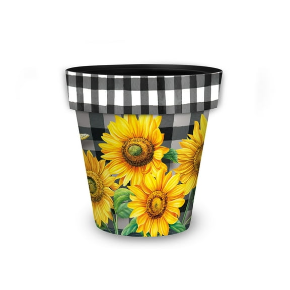 Briarwood Lane Checkered Sunflowers Decorative Small Planter