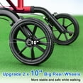 thumbnail image 3 of WalkMate 2 in 1 Rollator Transport Chair, 10'' Wheels Medical Rollator for Seniors with Paded Seat Backrest, Adjustable Handle and Detachable Footrests, Cherry Red, 3 of 10