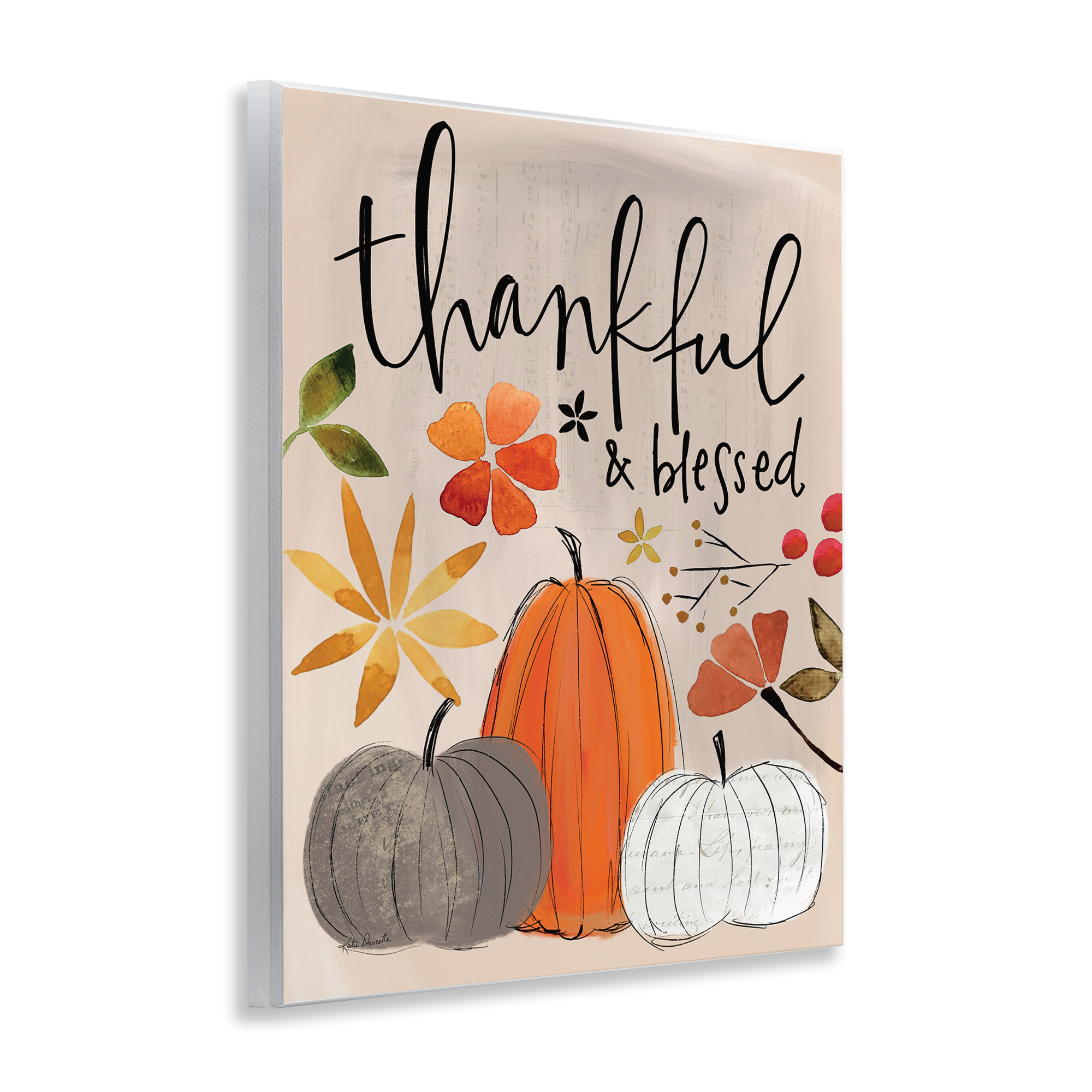 Stupell Industries Thankful & Blessed Pumpkins Botanical & Floral Painting Unframed Art Print Wall Art, 11 x 14