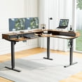 thumbnail image 2 of DESINO L Shaped Standing Desk, 63 inch Electric Height Adjustable Home Office Desk with Drawers, Large Ergonomic Computer Desk with Reversible Tabletop, 2 Memory Height Settings, Rustic Brown, 2 of 8