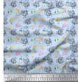 thumbnail image 1 of Soimoi Blue Poly Georgette Fabric Text & Cupcakes Food Print Fabric by Yard 52 Inch Wide, 1 of 6