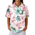 thumbnail image 2 of Womens Plus Size Casual Henley Waffle Knit Button-Up Top Short Sleeve Polo Shirt Hawaiian Shirt, 2 of 5