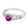 thumbnail image 3 of 14k White Gold Round Pink Topaz And Diamond Ring, 3 of 6