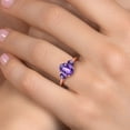 thumbnail image 4 of Gem Stone King 18K Rose Gold Plated Silver Purple Amethyst Engagement Ring for Women | 2.00 Cttw | Oval Checkerboard 9X7MM | Gemstone February Birthstone | Size 5, 4 of 6