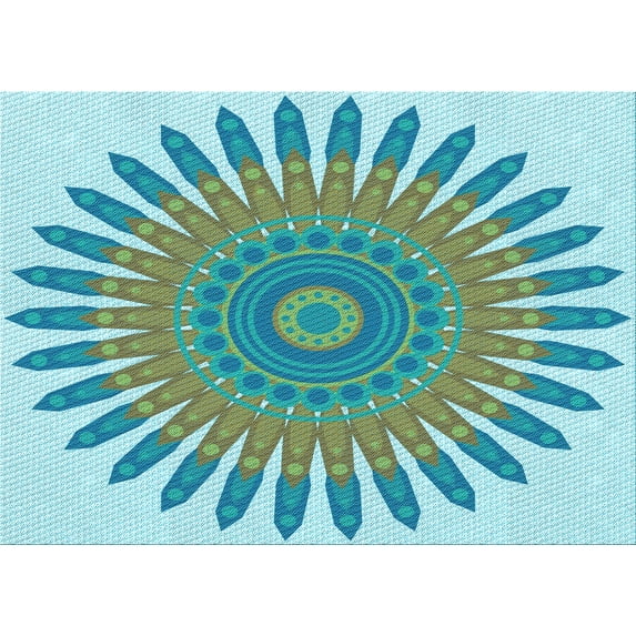 Ahgly Company Machine Washable Indoor Rectangle Transitional Deep-Sea Green Area Rugs, 2' x 4'