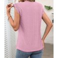 thumbnail image 4 of Women'S Tops Casual Crewneck Cap Sleeve Shirts Crochet Knit Texture Tank Top Blouses Pink L, 4 of 9