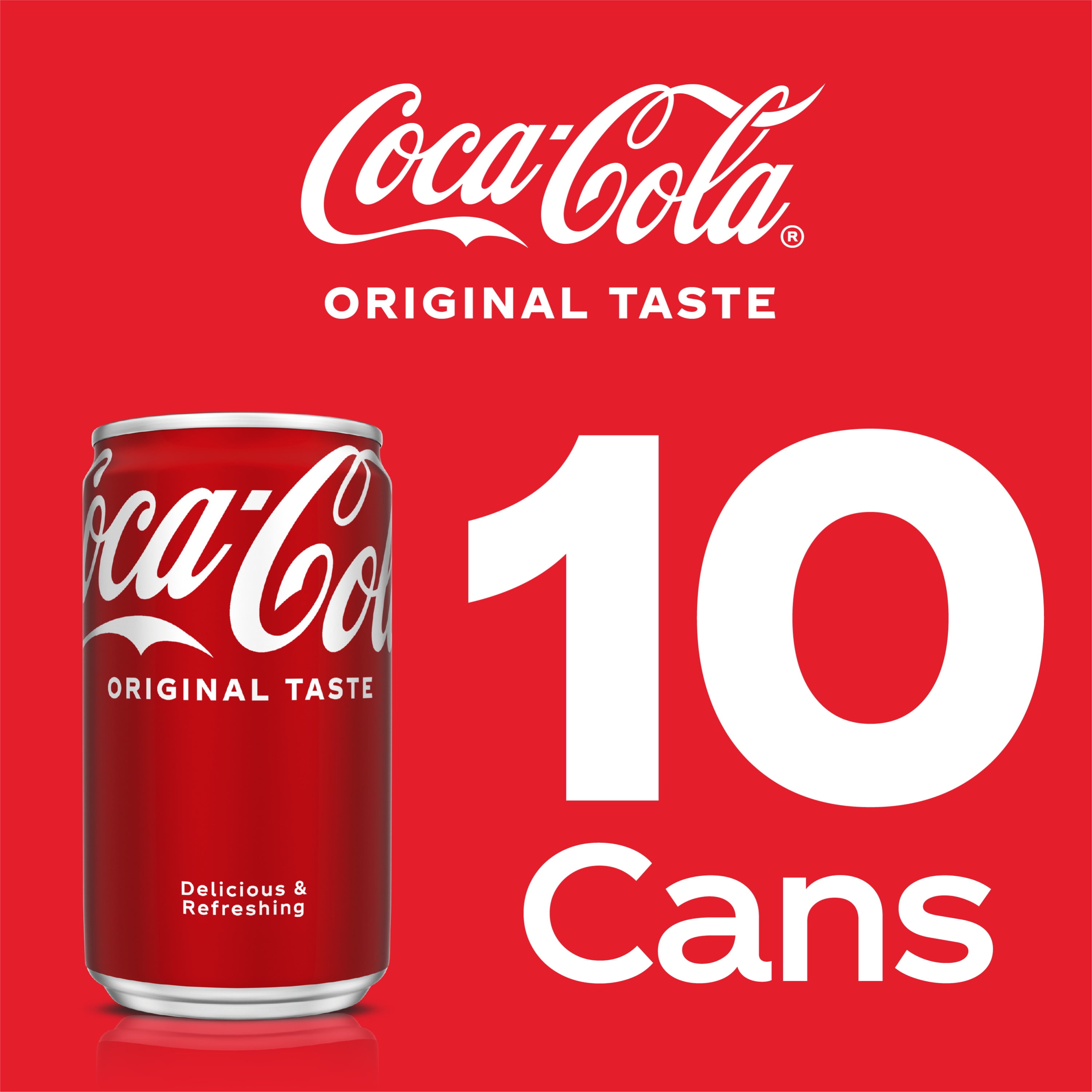 Coca-Cola Mini Soda Pop Soft Drink, 7.5 fl oz, 10 Pack Cans 