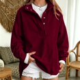 thumbnail image 2 of Visaly Mock Neck Sweatshirt for Women Trendy Oversized Top Trendy Tunic Sweatshirt Basic Pullover Shirts Trendy Long Sleeve Sweatshirts Baggy Sweatshirt Breathable Sweatshirt Wine 3Xl, 2 of 6