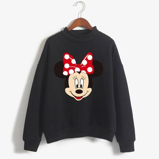Sudaderas con capucha navideñas de cuello alto, sudadera de dibujos animados Kawaii de Minnie, Sudadera con capucha de Mickey Mouse de Disney, ropa para niña, sudaderas superiores