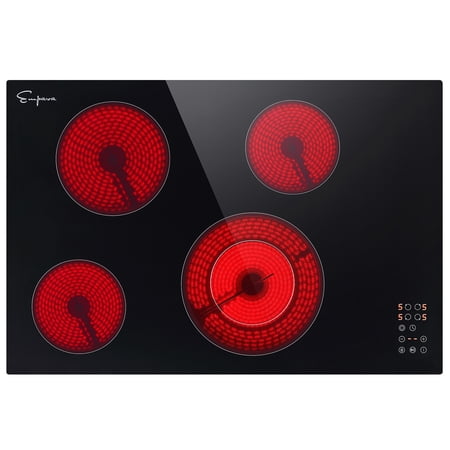 Built-In 30-in 4 Elements Smooth Surface (Radiant) Black Electric Cooktop Including Dual-Ring Element