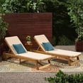 thumbnail image 4 of Afuera Living Outdoor Acacia Wood Chaise Lounge in Teak and Cream (Set of 2), 4 of 12