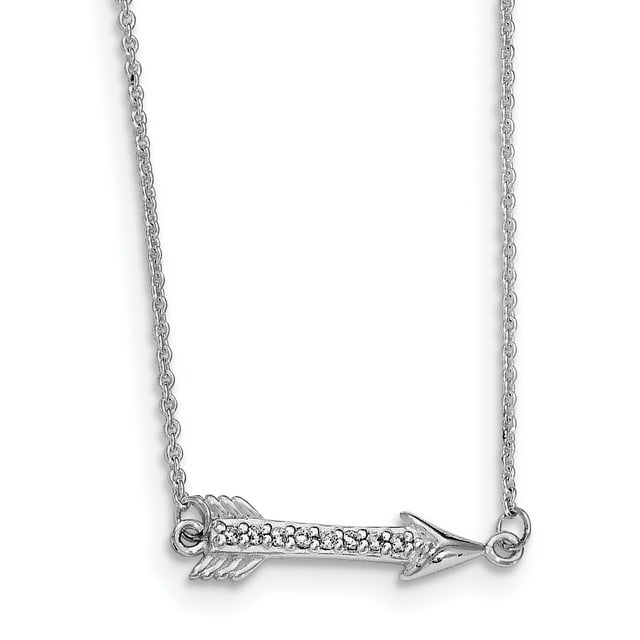 925 Sterling Silver Cubic Zirconia Cz Flèche Collier Pendentif Charme
