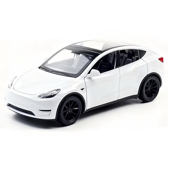 Play Vehicle Model Y, BDTCTK Diecast Pull Back Car Toys Alloy Vehicles with Lights and Sounds 1:32 Scale Model Car (White)