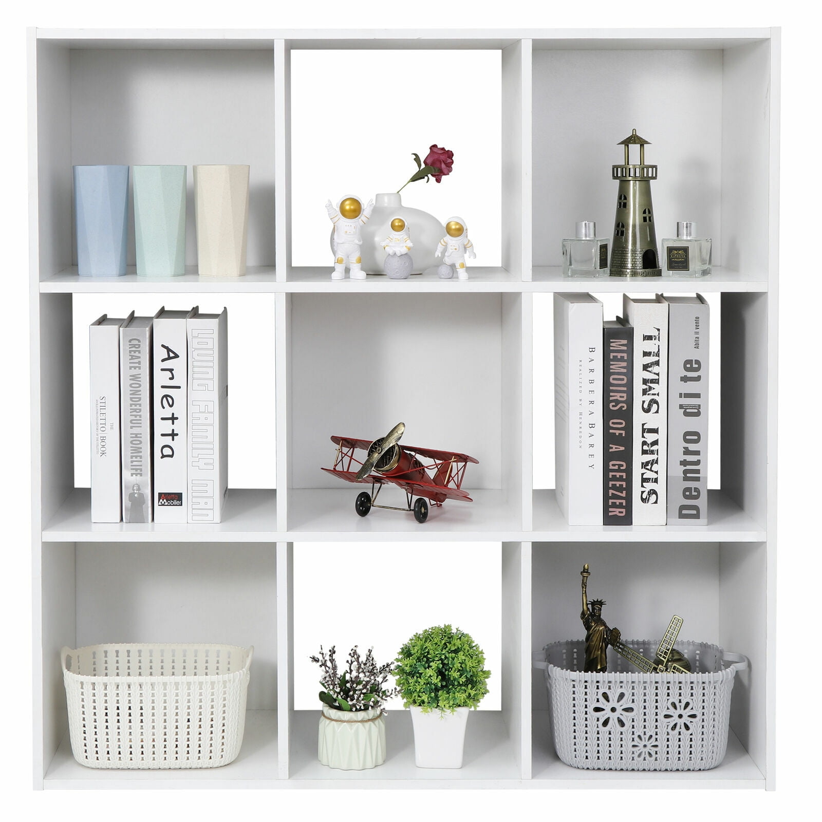 Favory 9 Cube Storage Organizer, 3 Tier Stackable Mdf Wood Bookcase, Open Storage Display Bookshelf, Storage Cabinet for Living Room, Bedroom, Home, Office,White