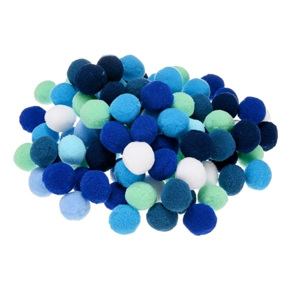 Uxcell 100-Pack Pom Poms for Craft, 1" (25mm) Polyester Blue Series Soft and Fluffy Pompom Multicolor PomPoms Balls