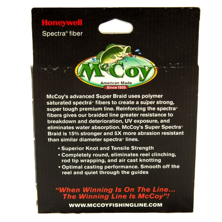 McCoy Super Spectra Braid Hi-Viz Yellow Premium Tight Weave Braided Fishing  Line (4lb Test (< .005 Dia) - 150 Yards)