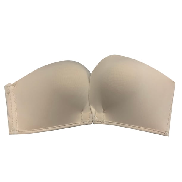 Gibobby Brasier Mujer sin Varilla Ropa interior sin tirantes para mujer pequeño Cuello halter Soporte superior sin costuras Anillo(Beige,D)