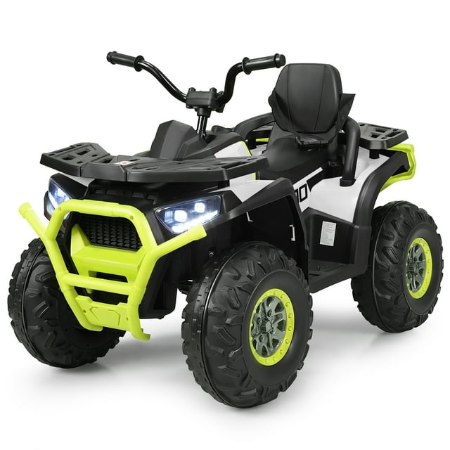 Costway Quad Électrique 4 Roues 12 V pour Enfants, 2 Vitesses, Voiture à Chevaucher avec MP3 et Lumières DEL, Blanc