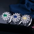thumbnail image 2 of Flower Yellow Blue Green Ring for Women Silver Plated Cubic Zirconia Jewelry, 2 of 9